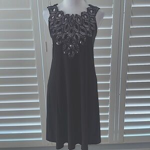 Nic&Dom Sequined Neck Stretchy Mini Dress Size Small in Black/Gray